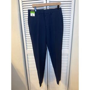 Haggar Mens Straight Fit Dress Pants Navy Blue Super Flex Waistband 32x32